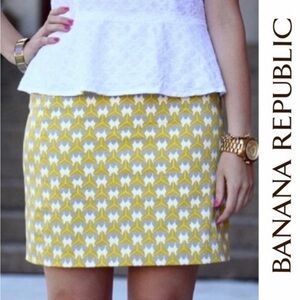 Banana Republic Yellow and White Mini Skirt
